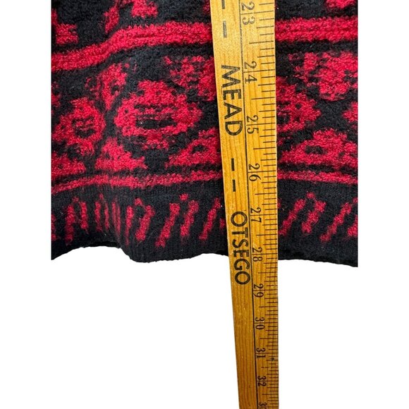 J. Jill Womens Geometric Pattern Sweater XL Red & Black Wool Cotton Blend - Picture 6 of 11